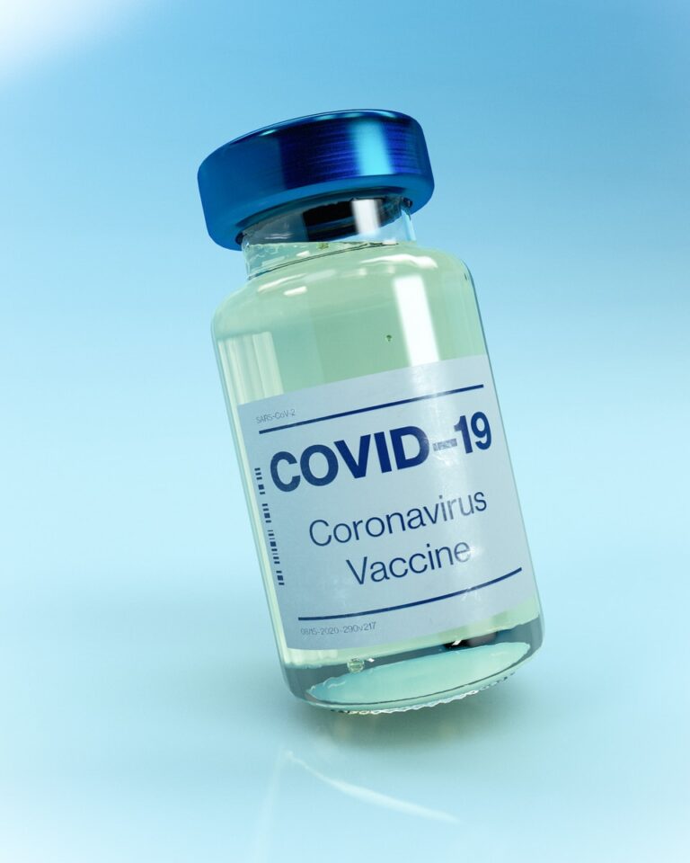 blue and white labeled bottle